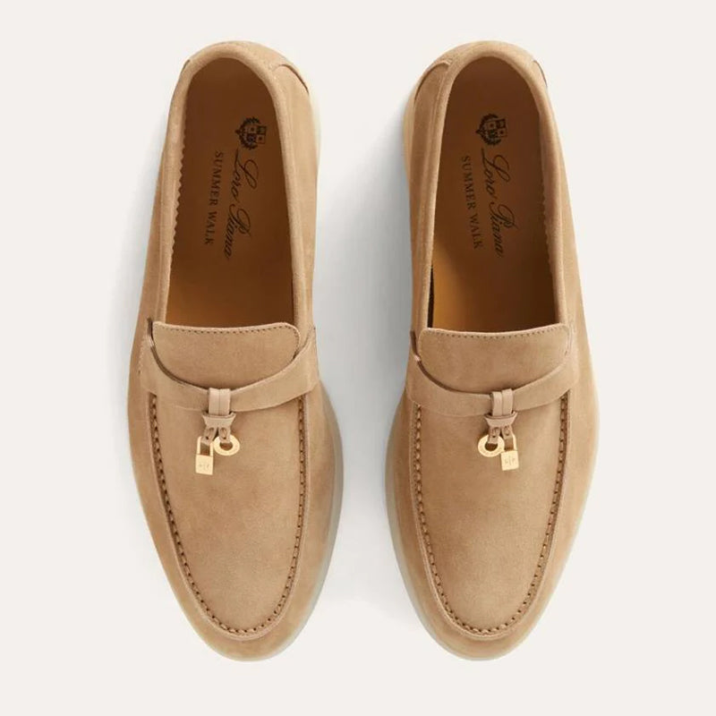 Loro Piana Summer Walk Charms Suede Sandstone