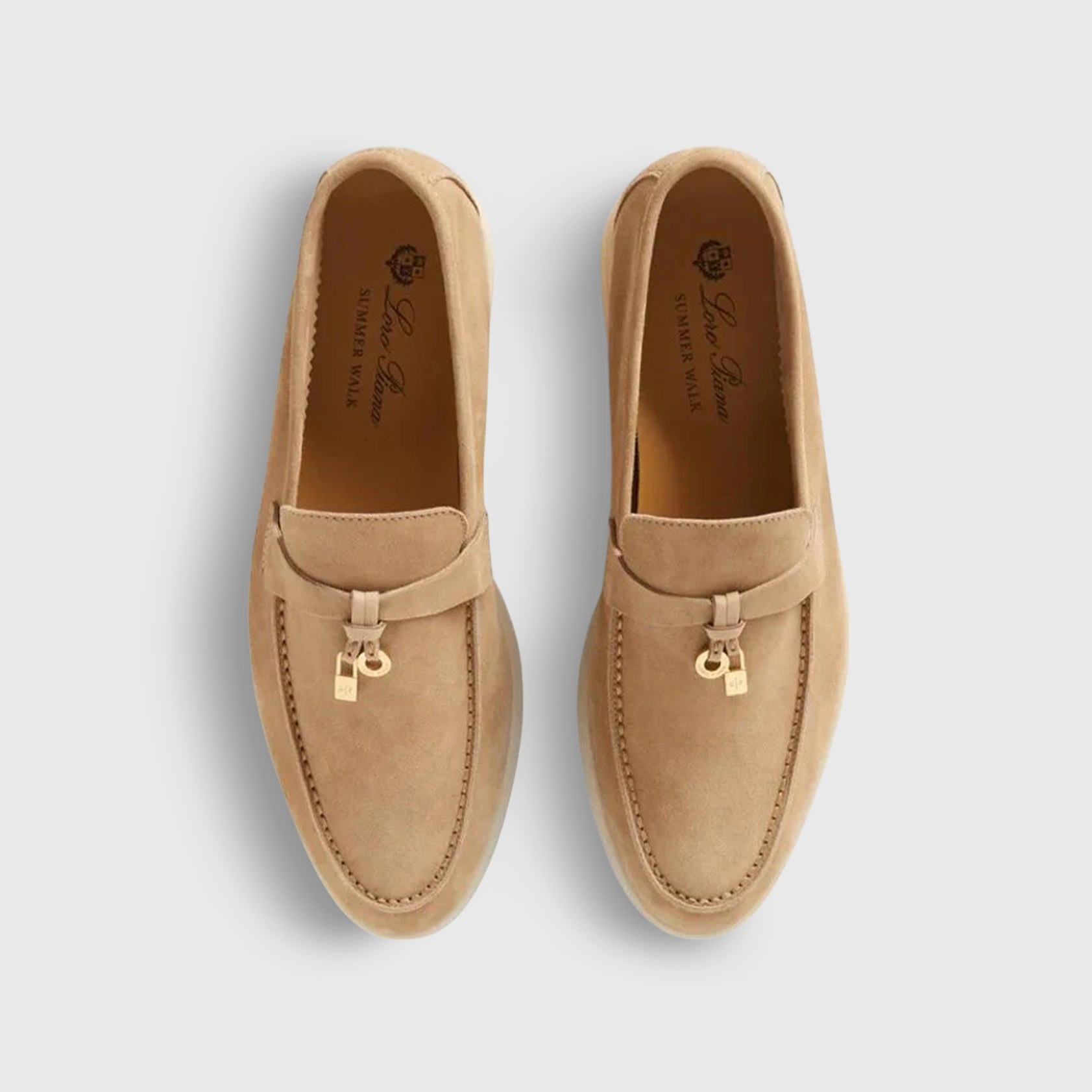 Loro Piana Summer Walk Charms Suede Sandstone