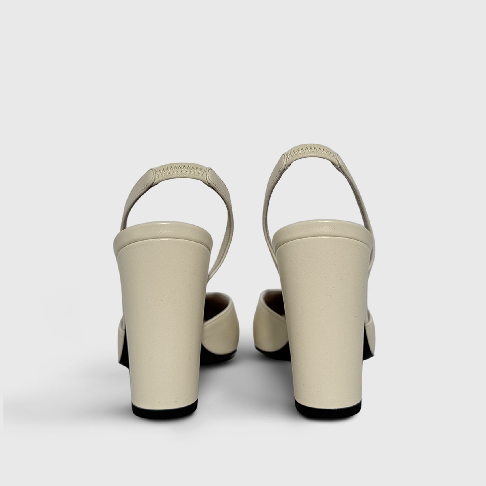 Chanel Square Toe Heeled Slingbacks Lambskin White/black Toe