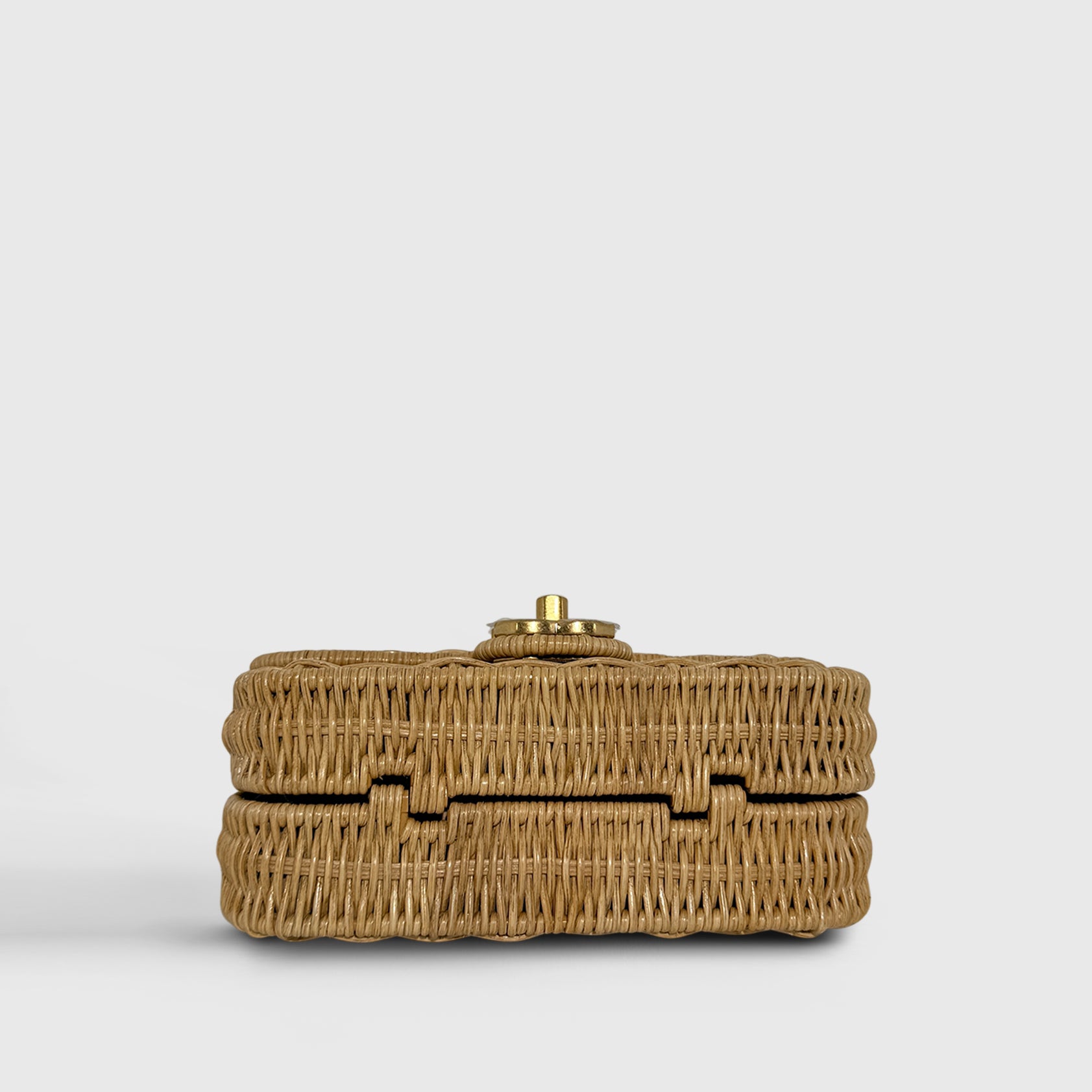 Chanel Braided Rattan Flapbag with Raffia Beige Gold Hardware