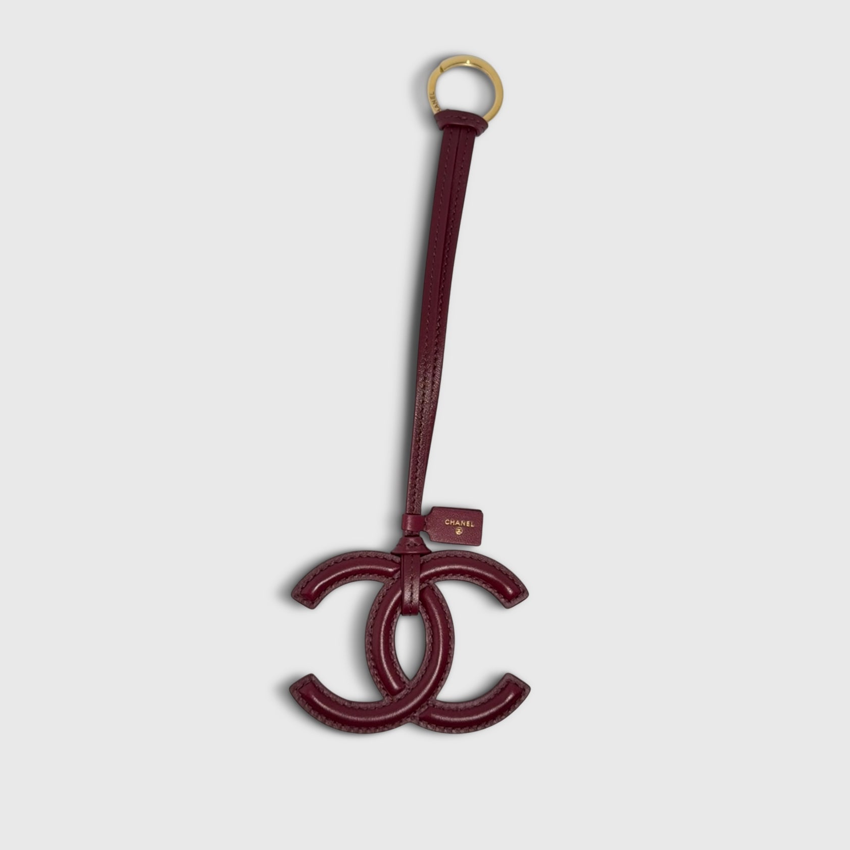 Chanel Bag Charm Interlocking CC Mini Lambskin Dark Burgundy