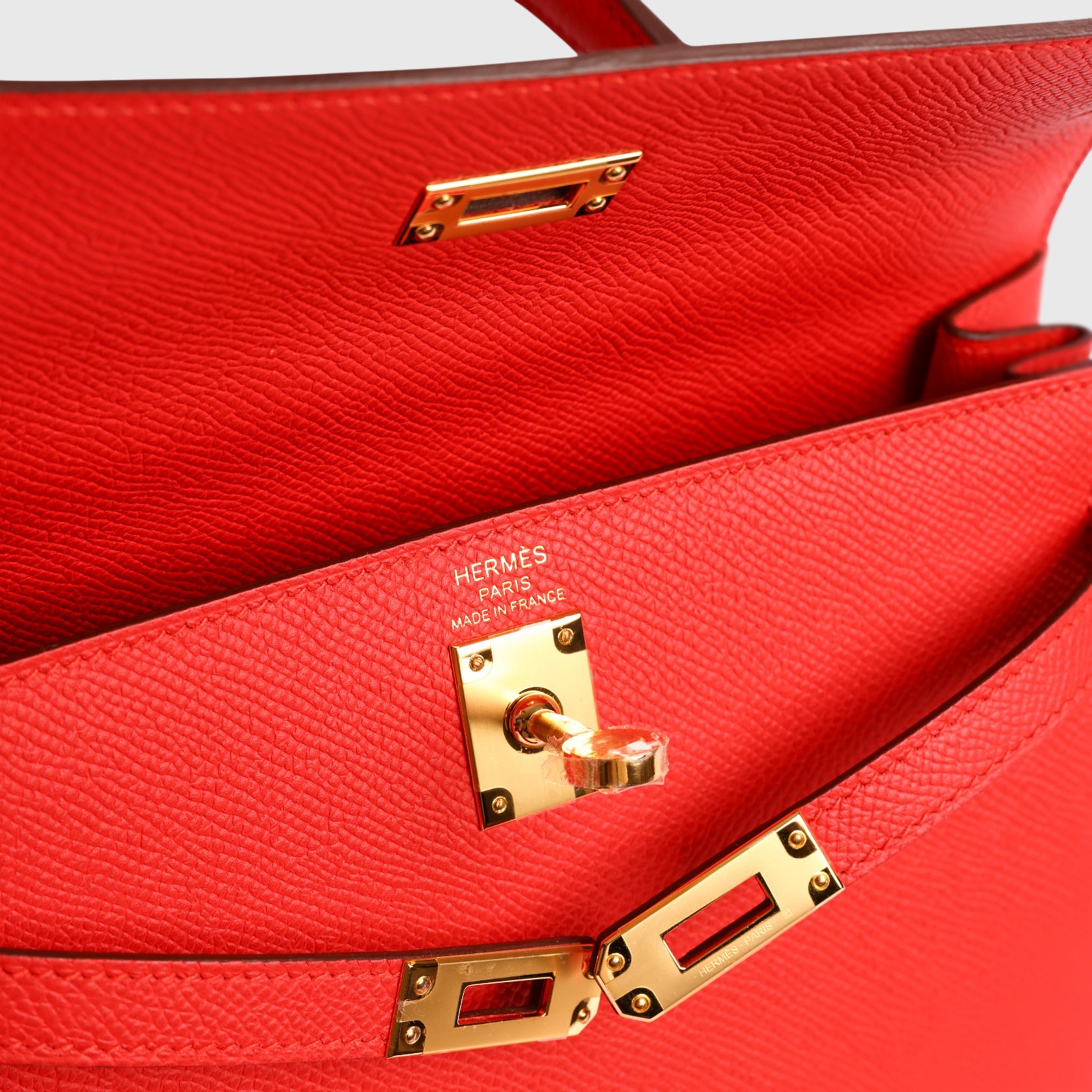 Hermès Kelly 25 Epsom Rouge Radieux Gold Hardware