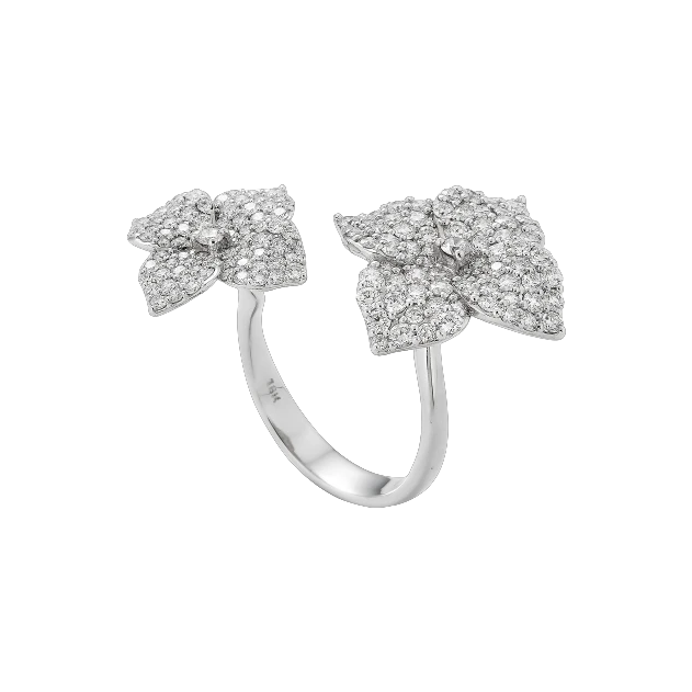 Piranesi Fiore Double Flower Ring White Gold In Diamond