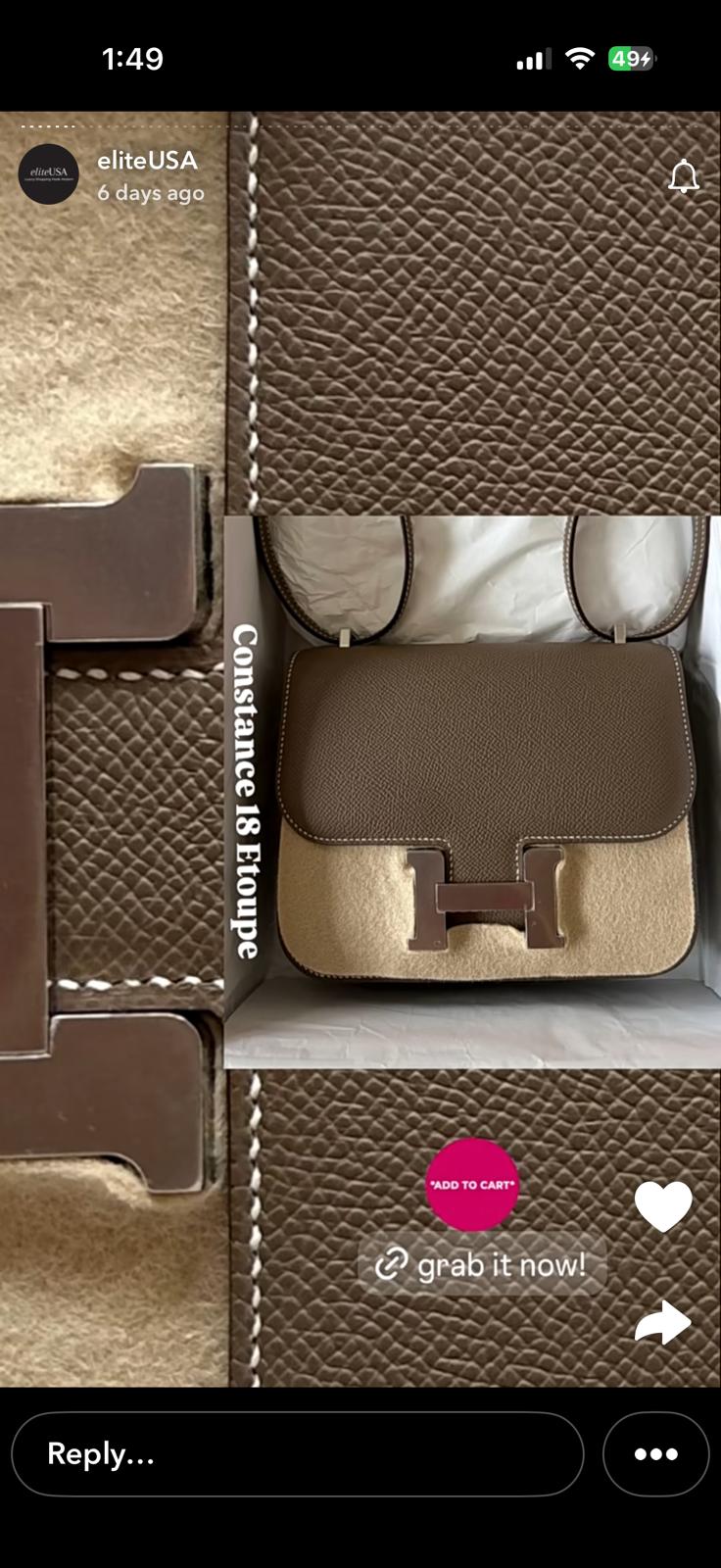 Hermes Constance 18 Epsom Etoupe PHW  Epsom 18 Etoupe  PHW