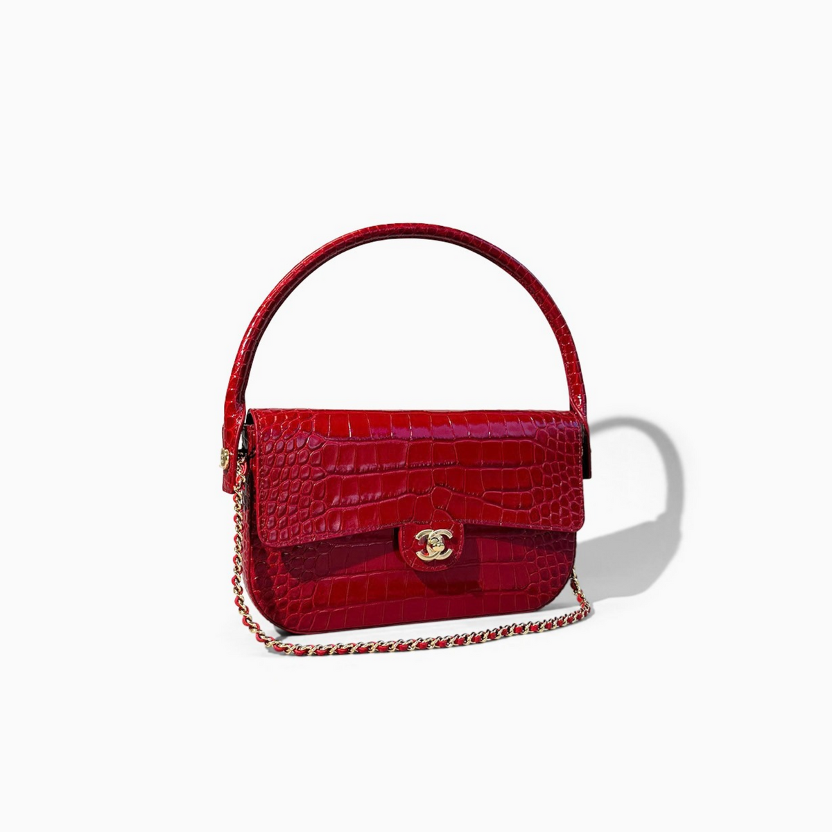 Chanel Croc Embossed Flap Bag