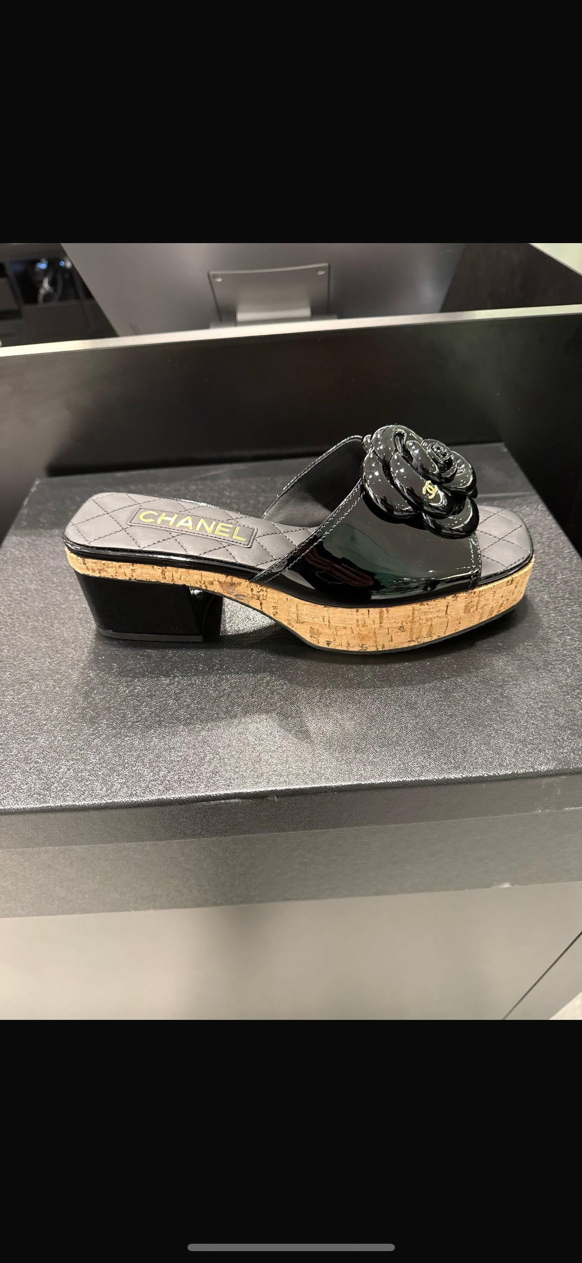 Chanel Wedge sandals Black 36 Black