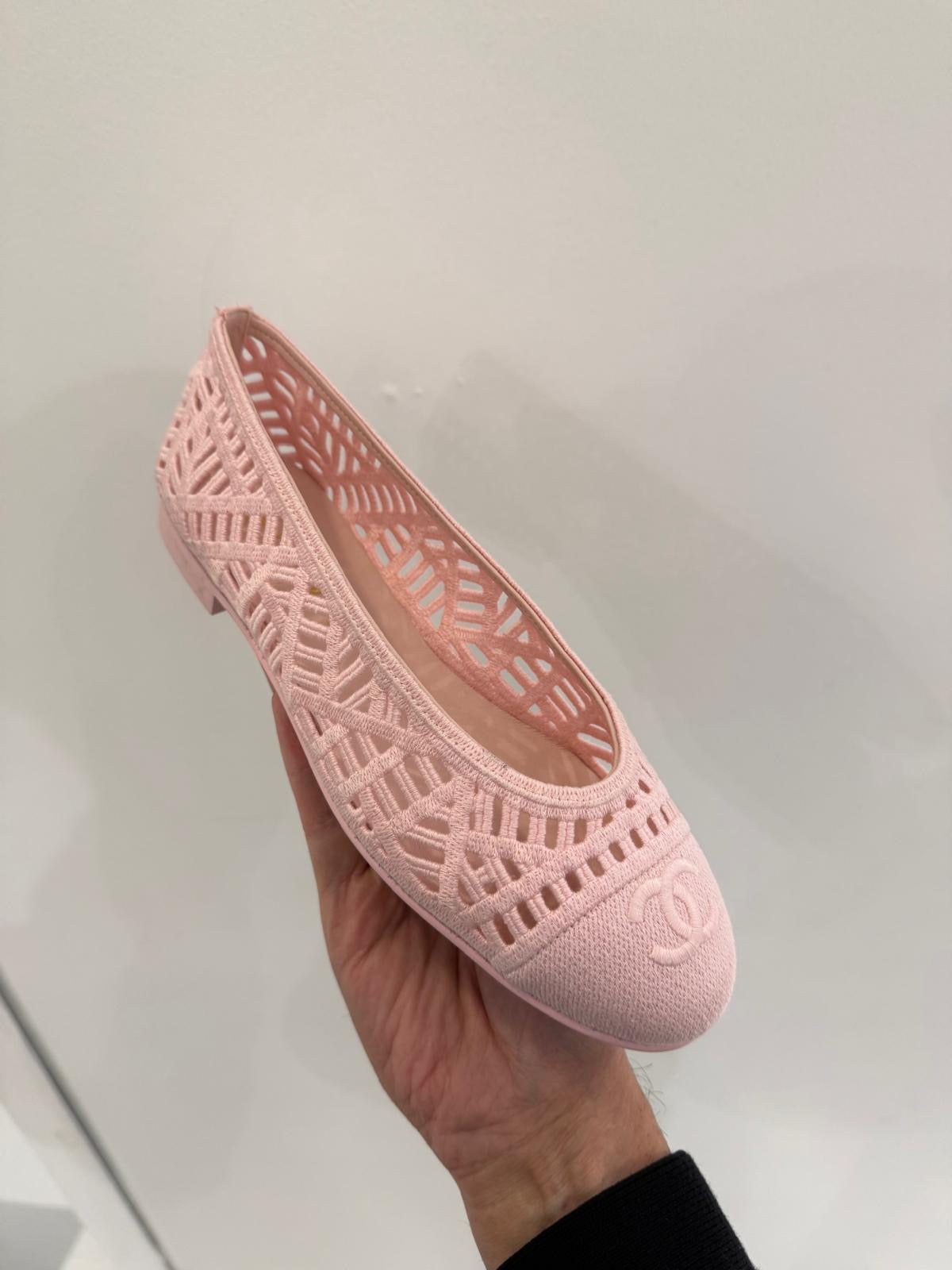Chanel Mesh ballet flat  Embroidered cotton 39 Pink